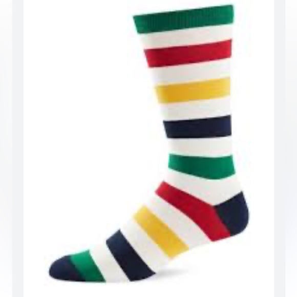 Hudson Bay Company Accessories - HBC Hudson Bay Company White Multi Stripe Trouser Crew Socks Unisex sz S/M
